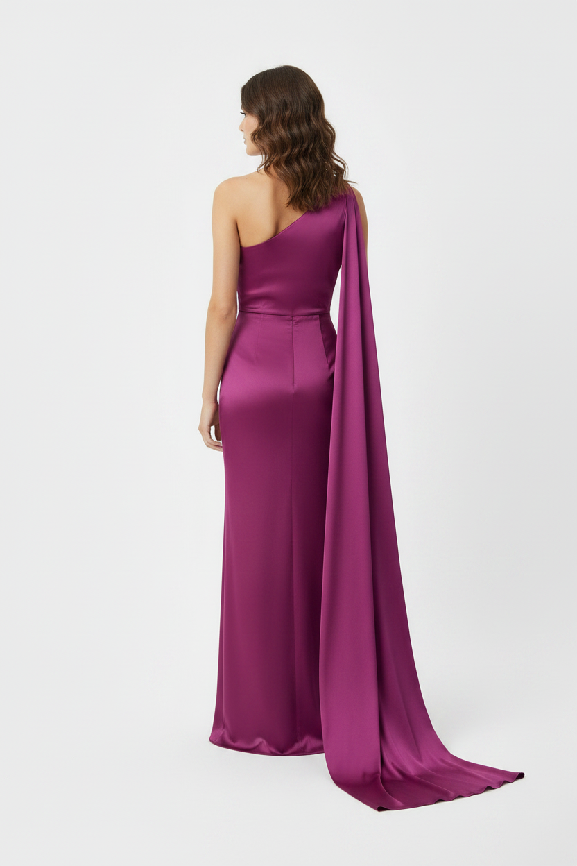 Baby Blue Halter Cape Elegant Bridesmaid Maxi Dress