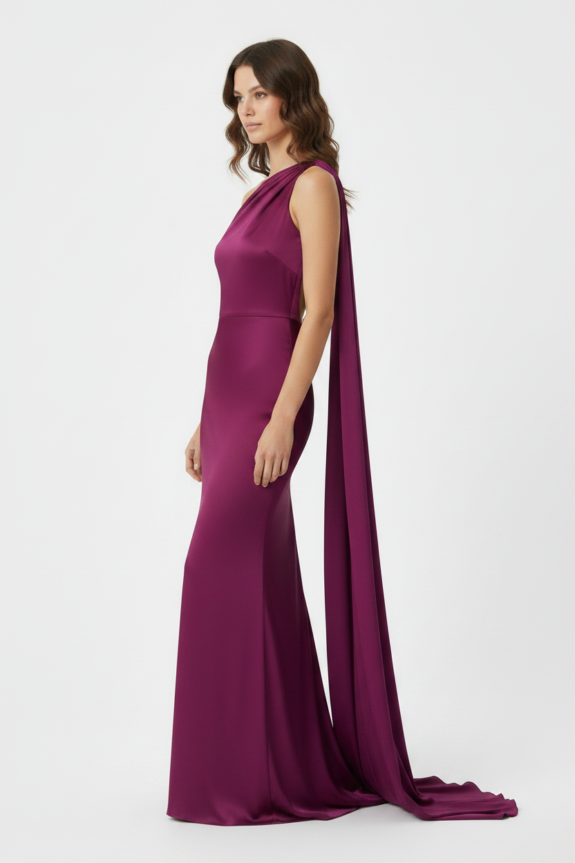 Baby Blue Halter Cape Elegant Bridesmaid Maxi Dress