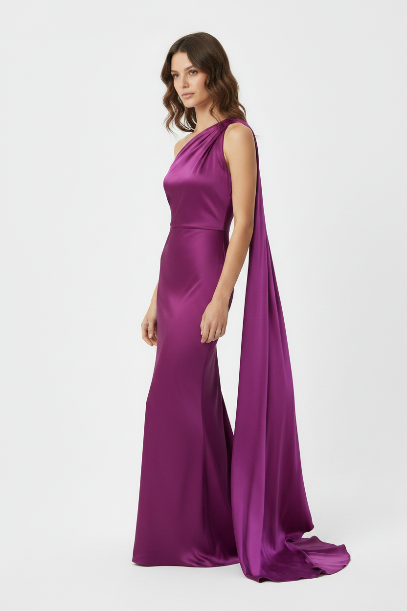 Baby Blue Halter Cape Elegant Bridesmaid Maxi Dress