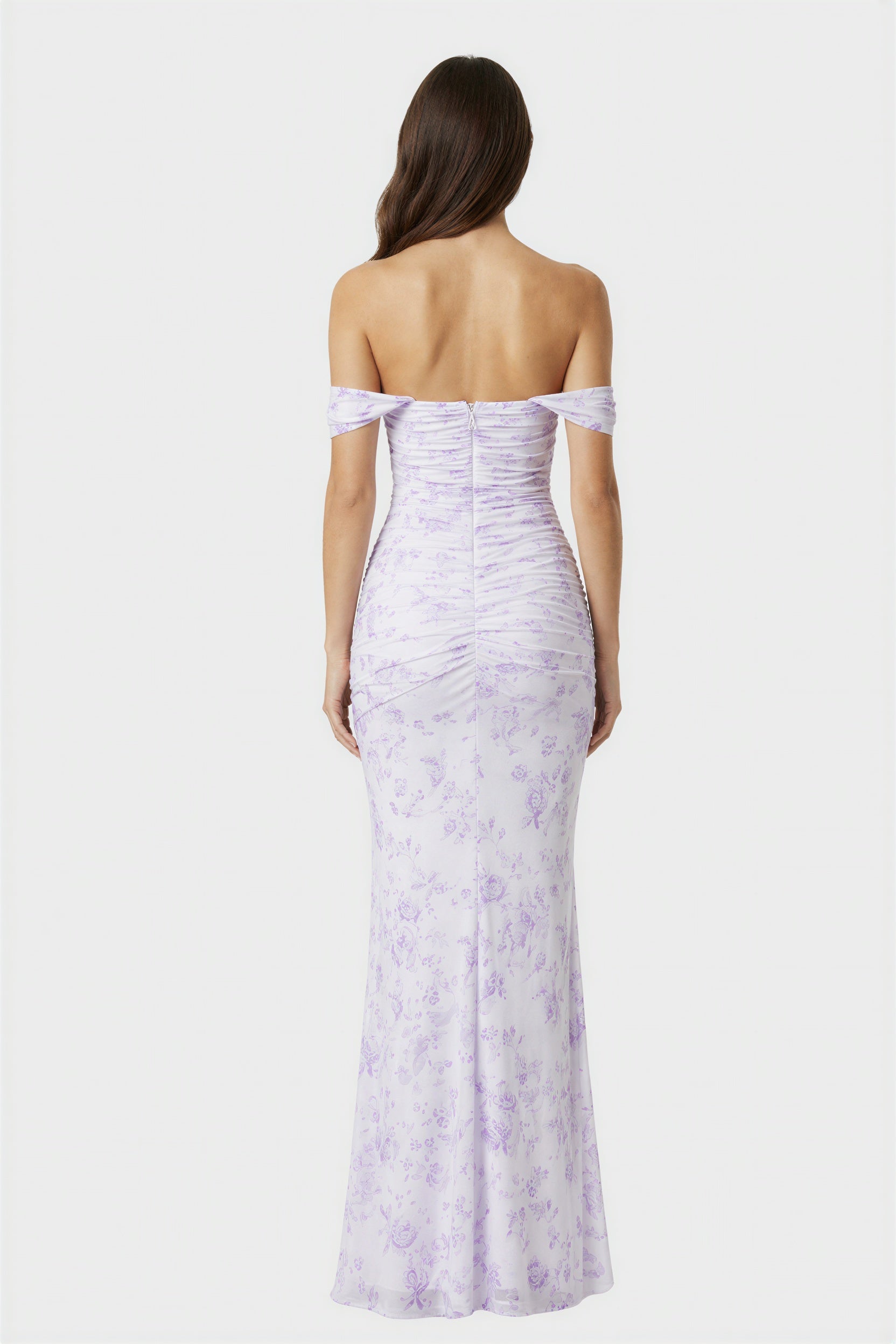 Lilac Floral Off-Shoulder Romantic Midi Dress