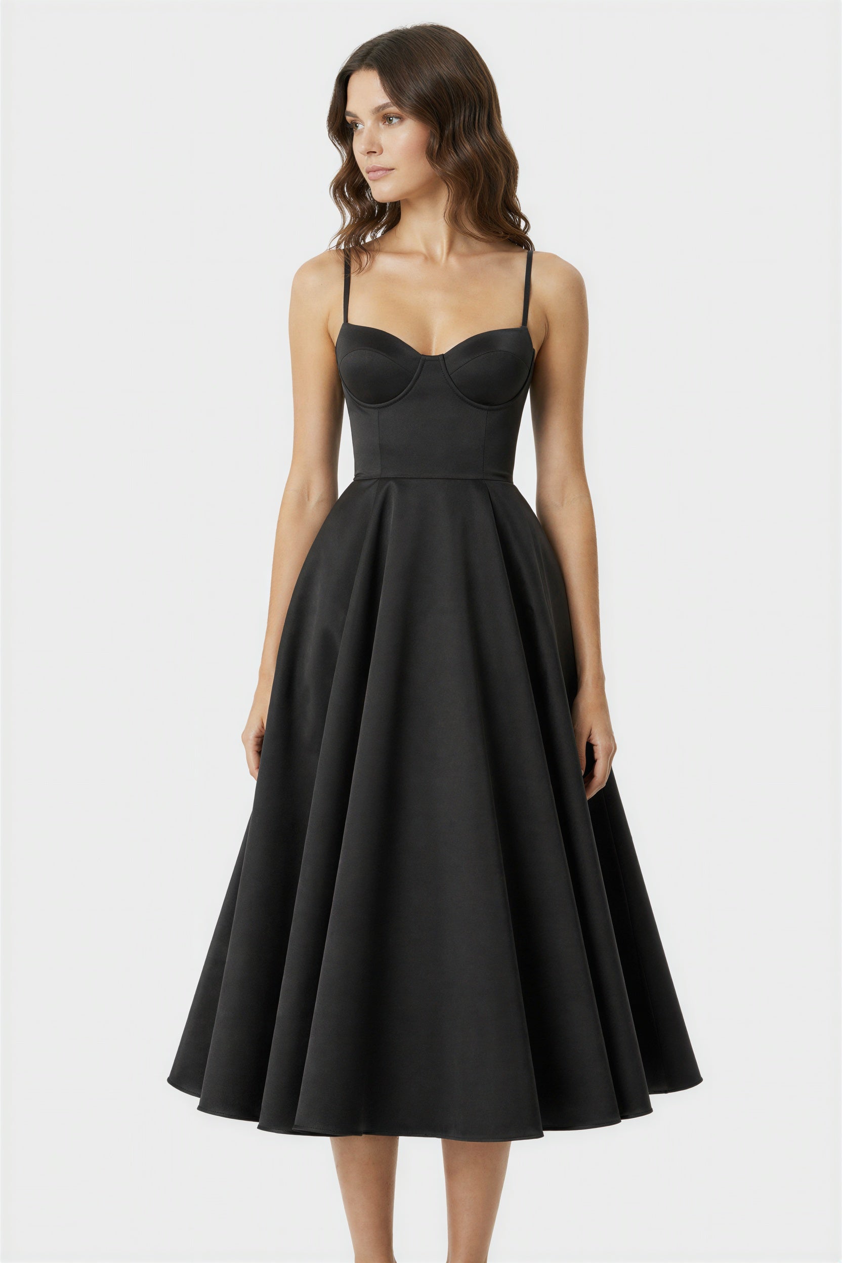 Blue Strapless Bustier Elegant Cocktail Midi Dress