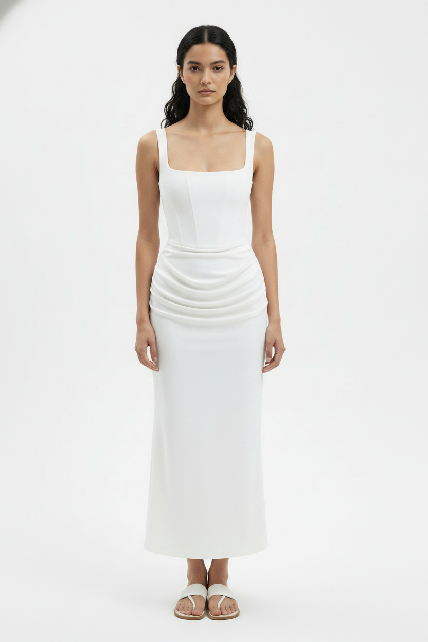 Brown Bow Slip Elegant Cocktail Maxi Dress