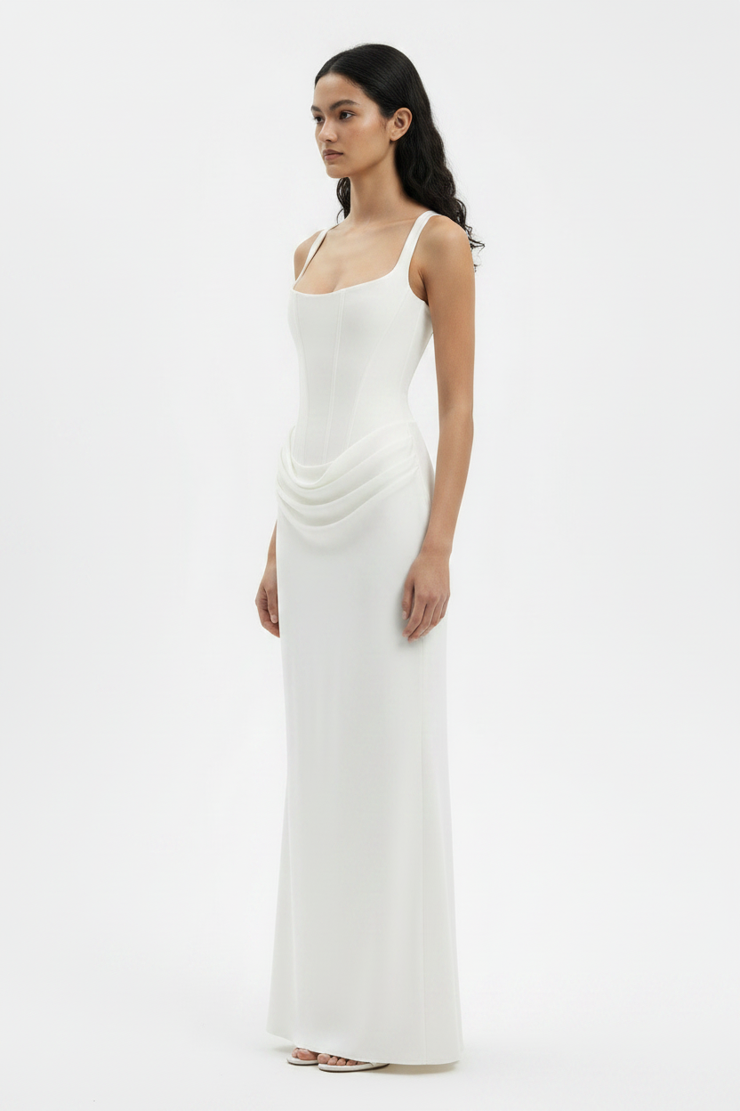 Brown Bow Slip Elegant Cocktail Maxi Dress